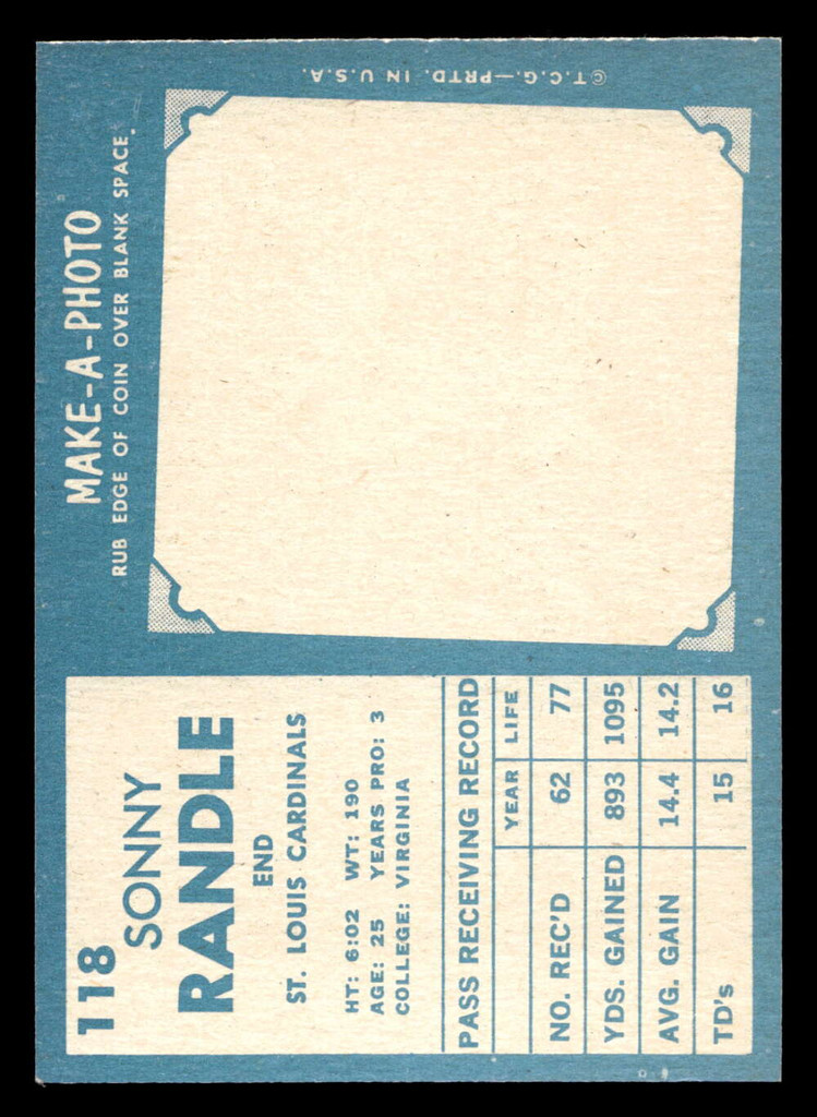 1961 Topps #118 Sonny Randle Near Mint+ RC Rookie 
