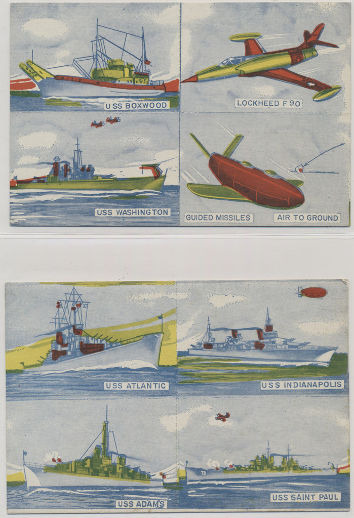 1950's W673 A J Wildman & Son Navy Ships & Airplanes 4 Card Panels Lot Of 2  #*sku36064