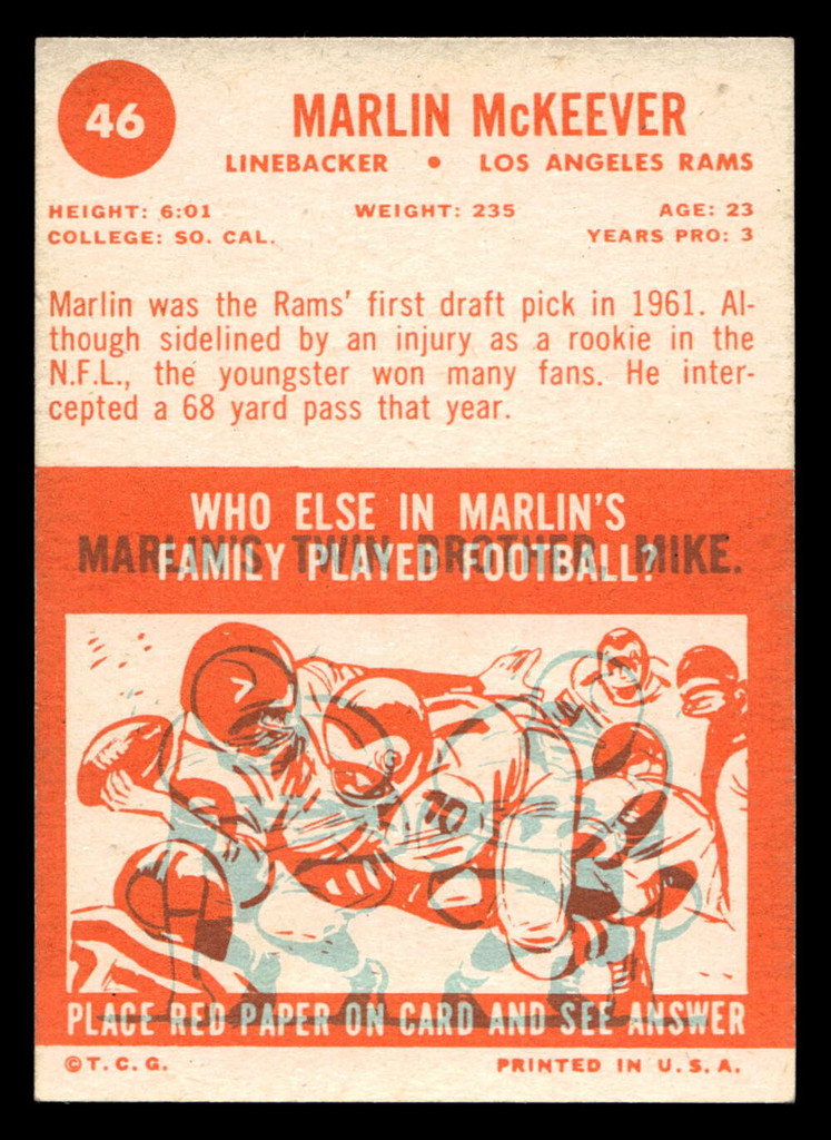 1963 Topps #46 Marlin McKeever Ex-Mint 