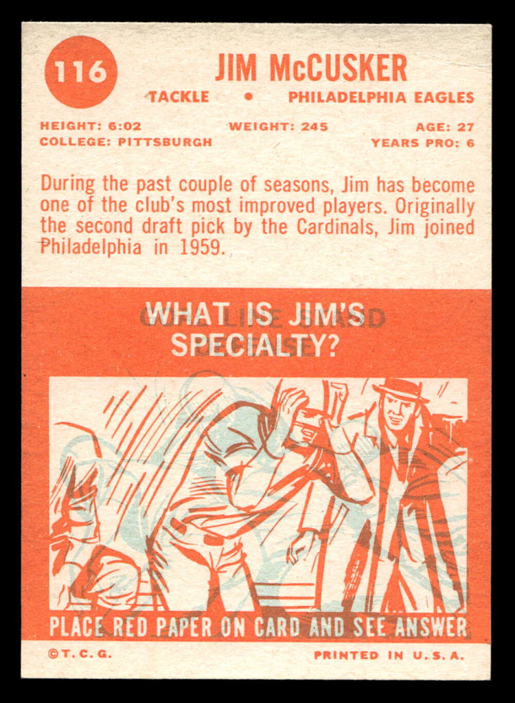1963 Topps #116 Jim McCusker Very Good SP  ID: 400464