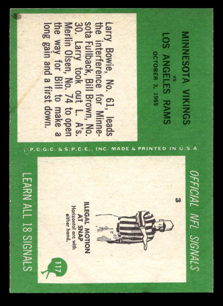 1966 Philadelphia #117 Bill Brown Vikings Play Ex-Mint  ID: 401080
