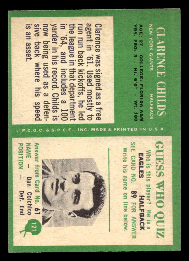 1966 Philadelphia #121 Clarence Childs Near Mint+  ID: 401083