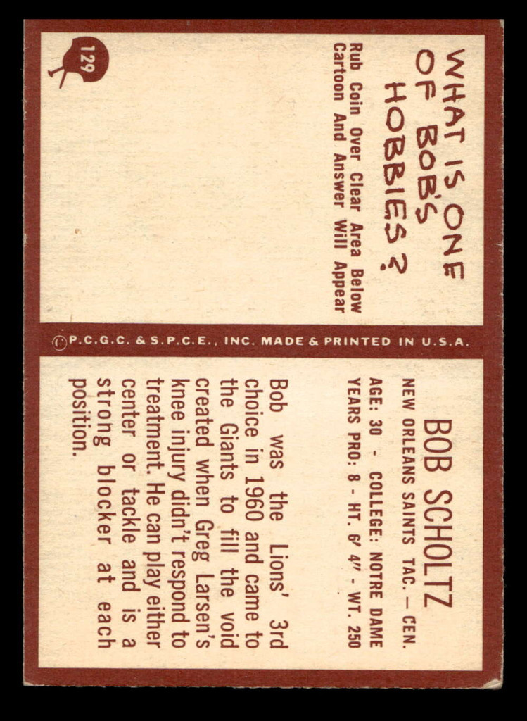 1967 Philadelphia #129 Bob Scholtz Ex-Mint RC Rookie  ID: 401203
