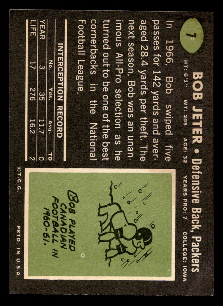 1969 Topps #7 Bob Jeter Ex-Mint  ID: 401600