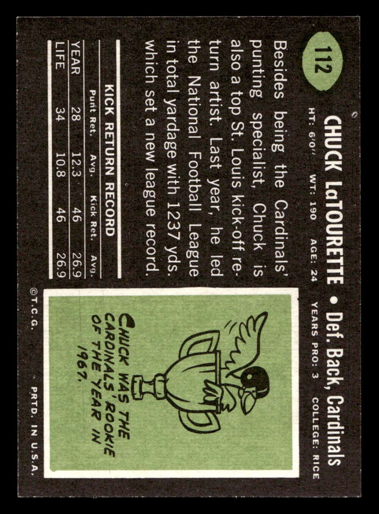 1969 Topps #112 Chuck LaTourette NM-Mint  ID: 401710