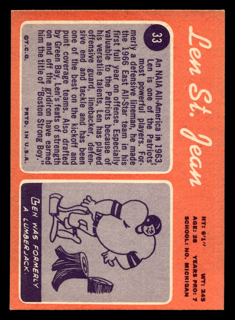 1970 Topps #33 Len St. Jean Ex-Mint RC Rookie 