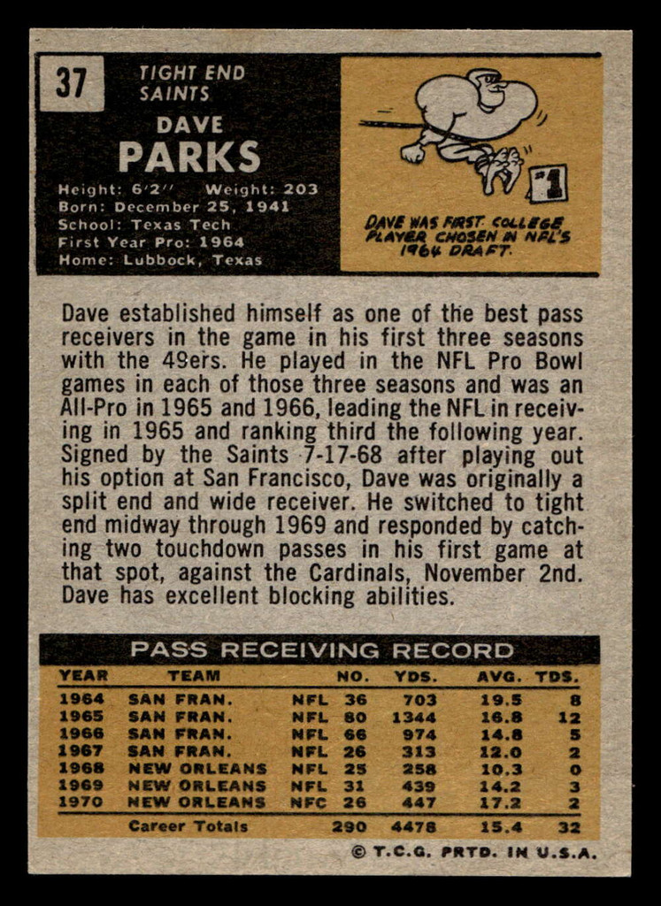1971 Topps #37 Dave Parks Ex-Mint  ID: 402838