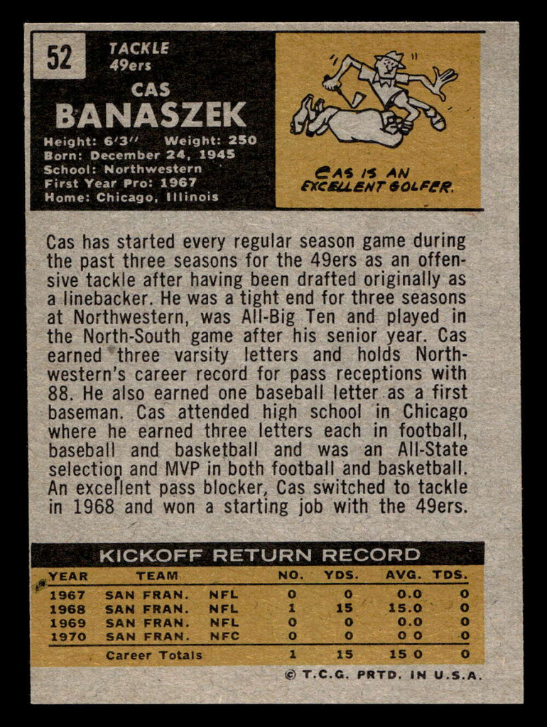 1971 Topps #52 Cas Banaszek Near Mint RC Rookie  ID: 402872