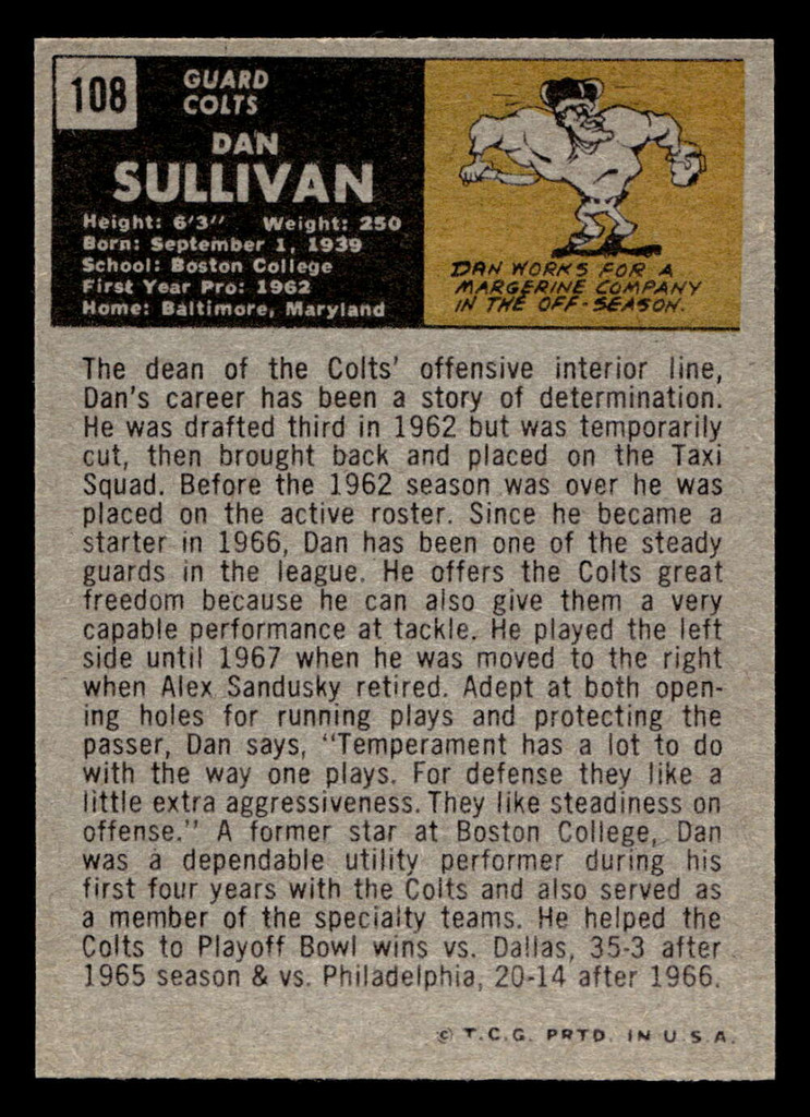 1971 Topps #108 Dan Sullivan Near Mint+ RC Rookie  ID: 402992