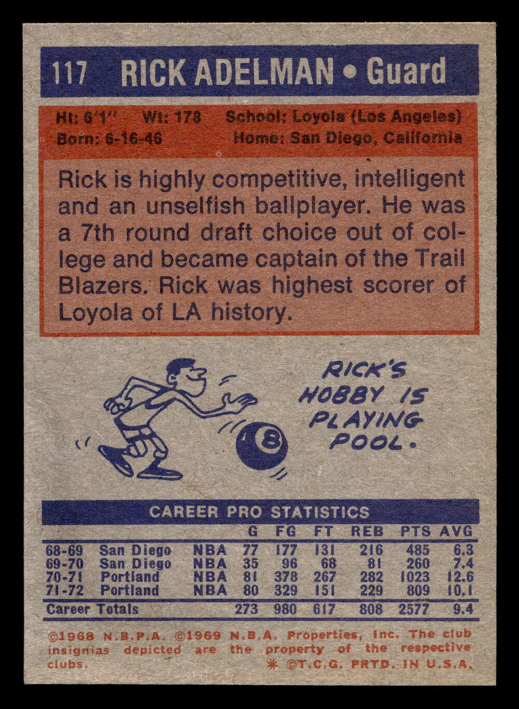 1972-73 Topps #117 Rick Adelman Near Mint  ID: 403924