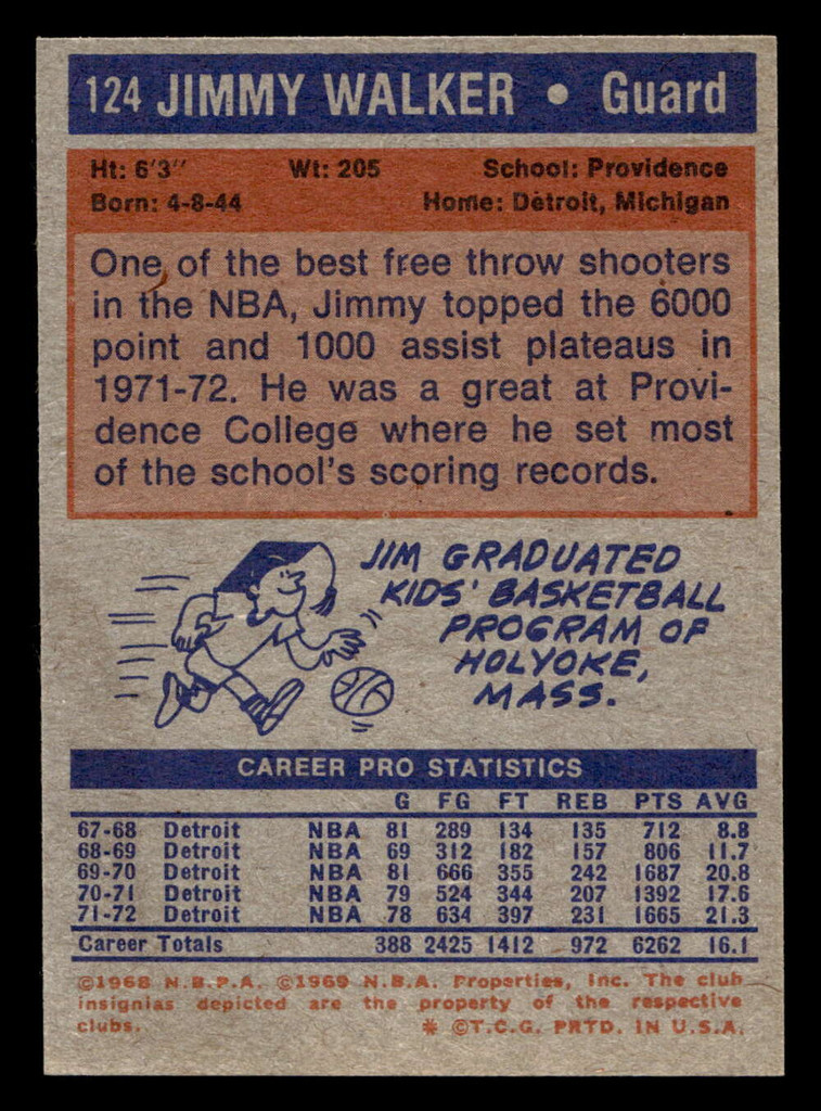 1972-73 Topps #124 Jimmy Walker Near Mint  ID: 403948