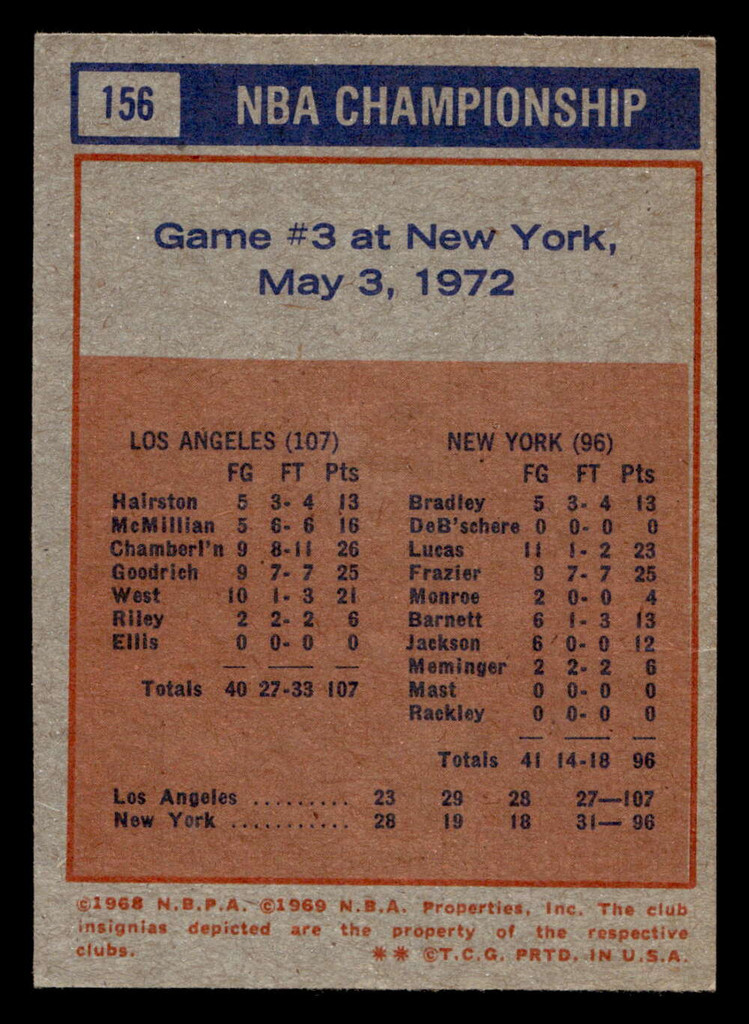 1972-73 Topps #156 NBA Playoffs Game 3 Ex-Mint  ID: 404033