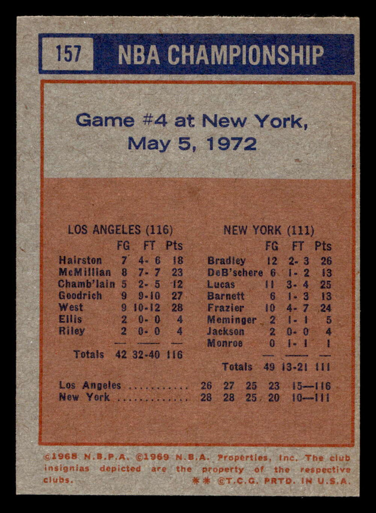 1972-73 Topps #157 NBA Playoffs Game 4 Miscut