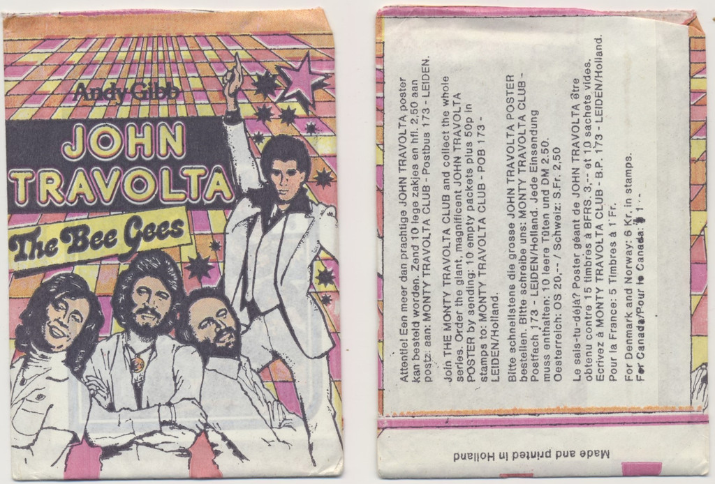 1978 Monty (Holland) John Travolta, Andy Gibbs & Bee Gees 1 Wax Pack  #*sku36159