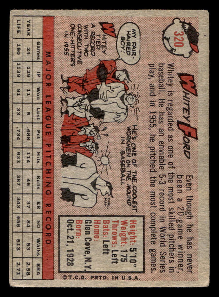 1958 Topps #320 Whitey Ford Good  ID: 404889