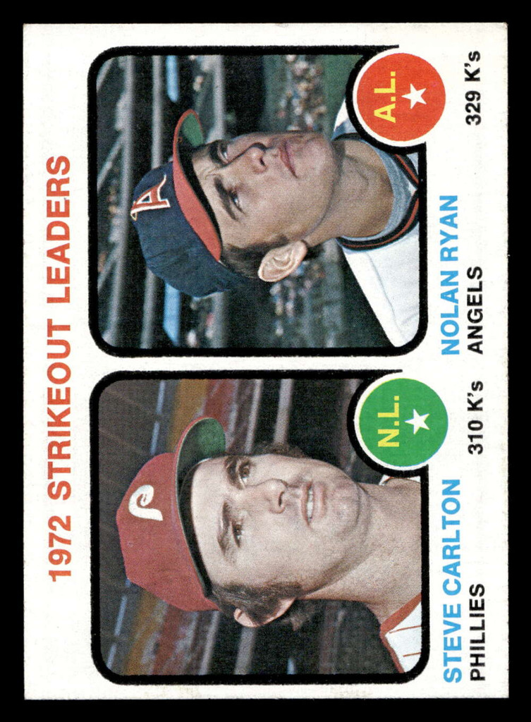 1973 Topps #67 Steve Carlton/Nolan Ryan Strikout Leaders Excellent+  ID: 405422