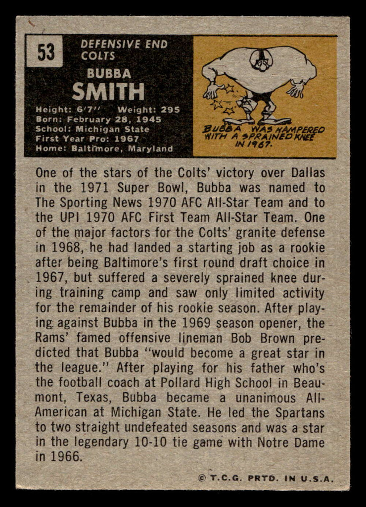 1971 Topps #53 Bubba Smith Excellent+ 