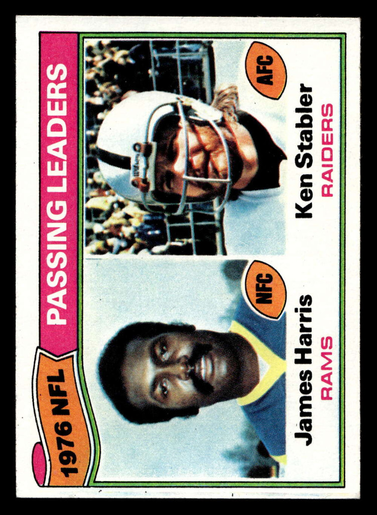 1977 Topps #1 James Harris/Ken Stabler 1976 Passing Leaders Ex-Mint  ID: 406236