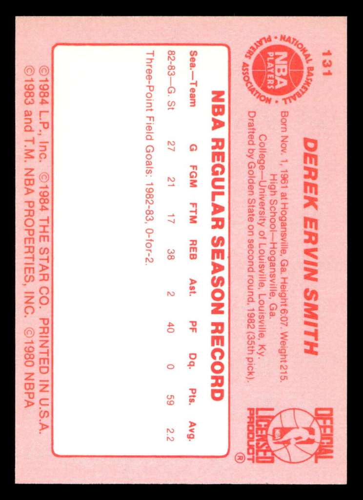 1983-84 Star #131 Derek Smith Near Mint+ RC Rookie  ID: 406586