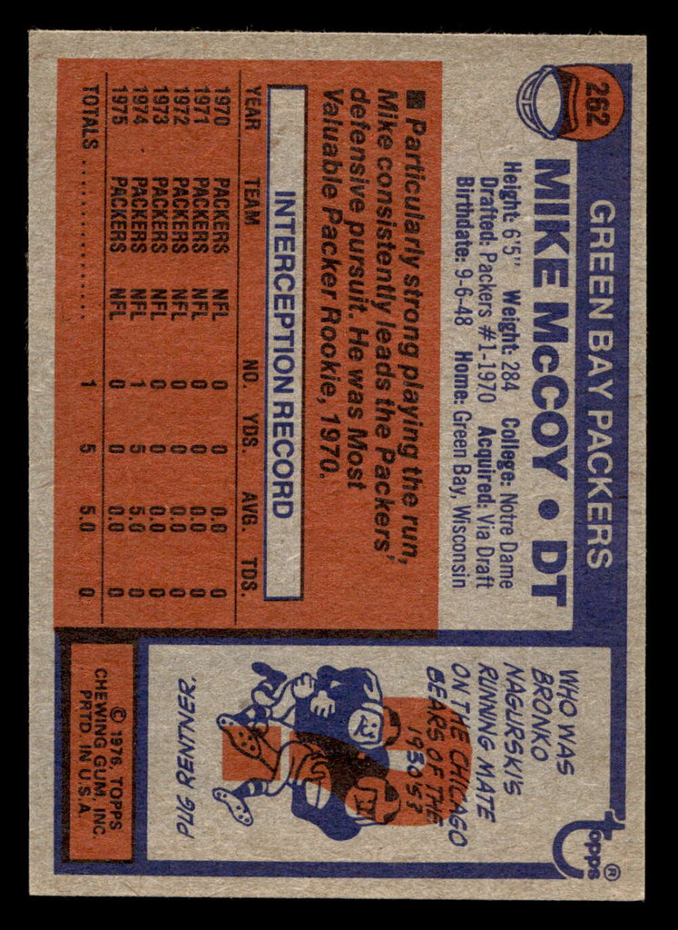 1976 Topps #262 Mike McCoy Near Mint  ID: 406948