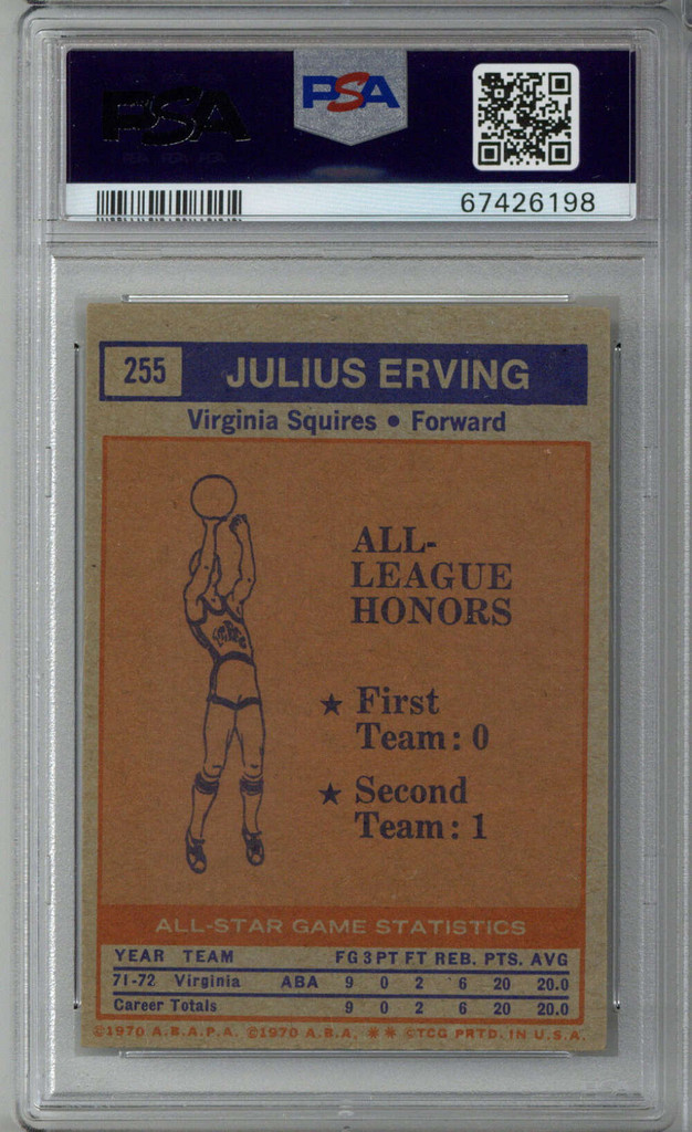 1972-73 Topps #255 Julius Erving All Star PSA 7 Near Mint