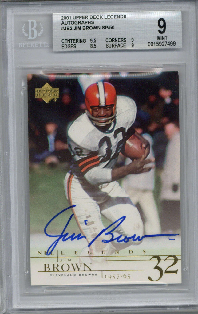 2001 Upper Deck Legends #JB2 Jim Brown SP /50 Auto BGS 9 Mint