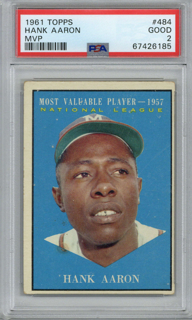 1961 Topps #484 Hank Aaron All-Star Braves PSA 2 Good