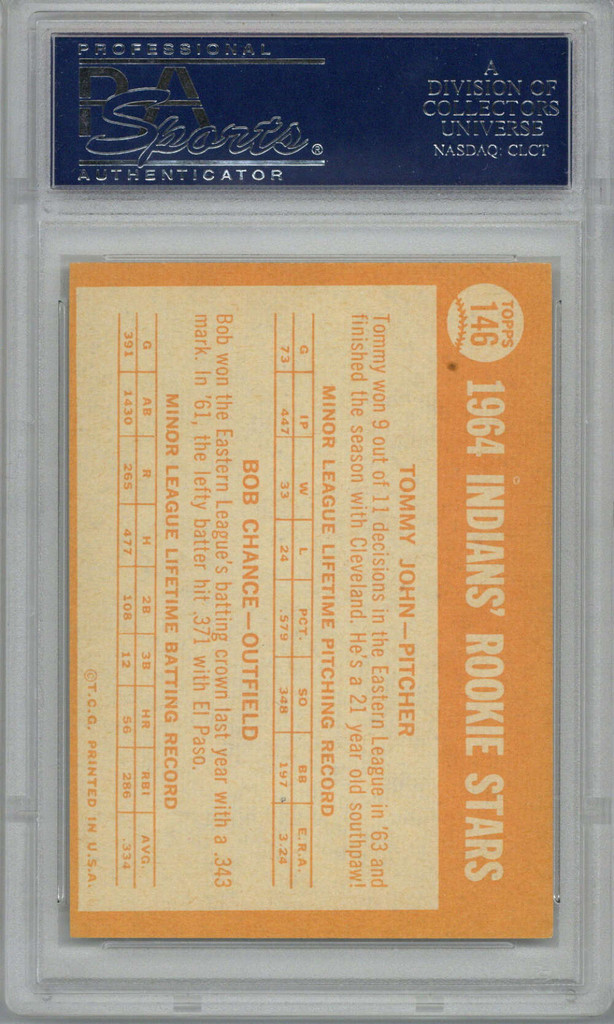 1964 Topps #146 Tommy John Indians Rookies RC  PSA 5 EX