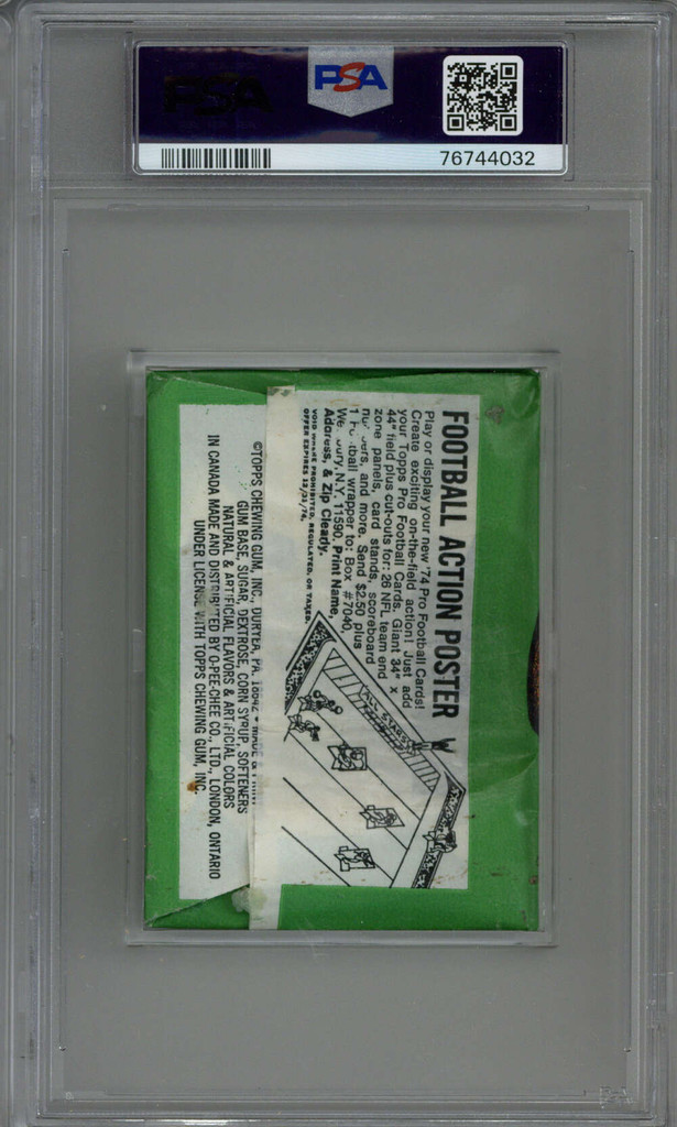 1974 Topps 2 Card Football Wax Pack PSA 6 EX-Mint Unopened ID: 408805