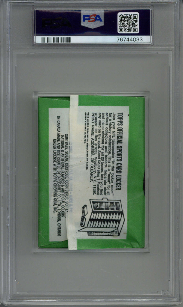 1974 Topps 2 Card Football Wax Pack PSA 7 Near Mint Unopened ID: 408811