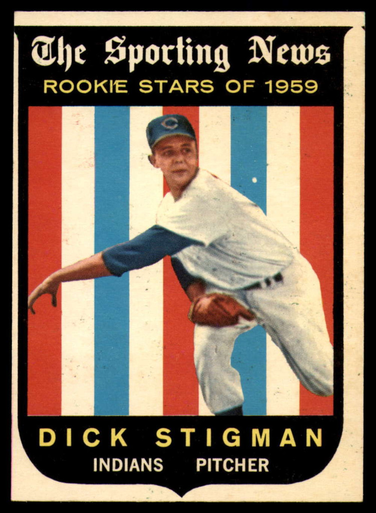 1959 Topps #142 Dick Stigman RS, UER VG RC Rookie ID: 66598