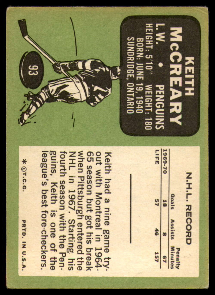 1970-71 Topps #93 Keith McCreary Very Good 