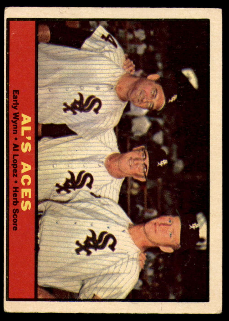 1961 Topps #337 Early Wynn/Al Lopez/Herb Score Al's Aces Very Good  ID: 155917