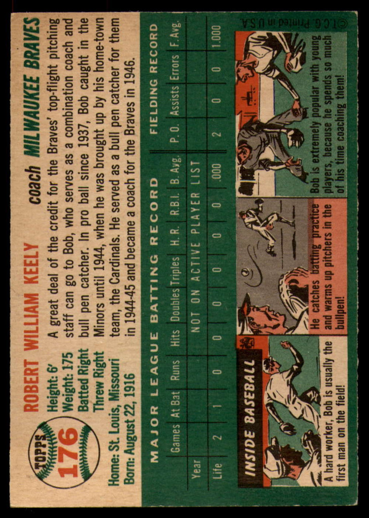 1954 Topps #176 Bob Keely CO Excellent+  ID: 159596