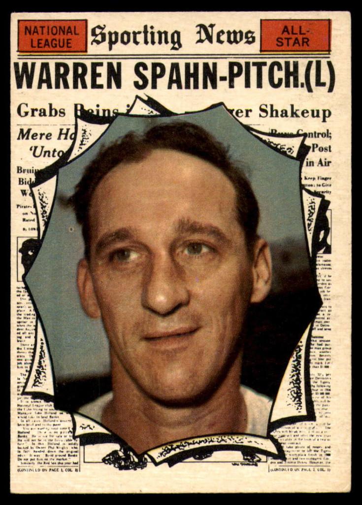 1961 Topps #589 Warren Spahn AS Excellent Ink On Back
