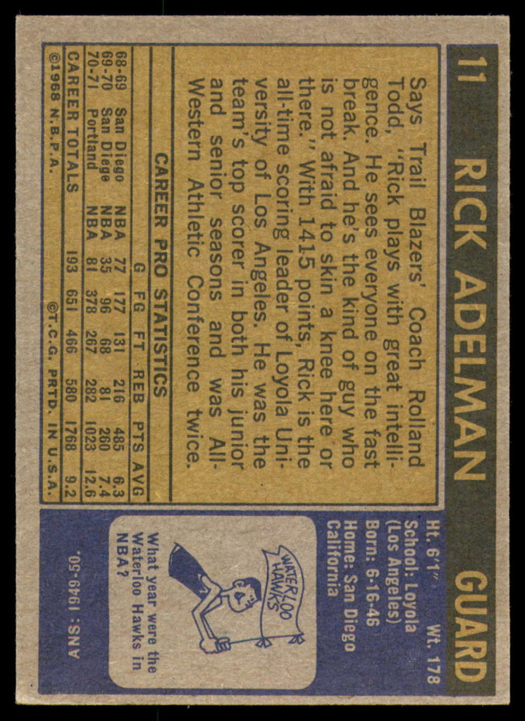 1971-72 Topps #11 Rick Adelman Ex-Mint  ID: 192628