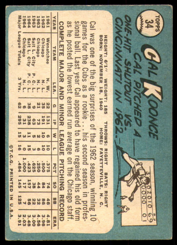 1965 Topps #34 Cal Koonce Excellent  ID: 256173