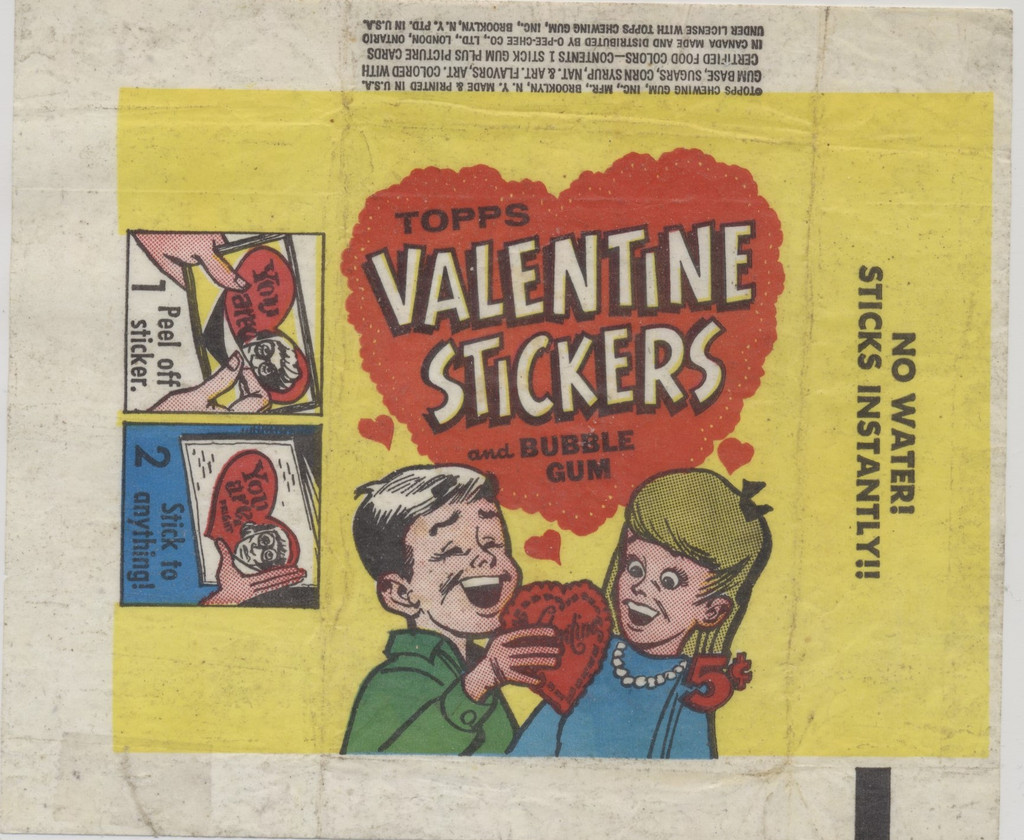 1962 Topps Valentine Stickers Wrapper  #*sku36195