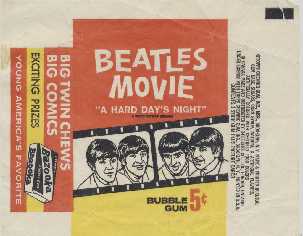 1964 Topps Beatles Movie "A Hard Day's Night" 5 Cents Wrapper   #*sku36201