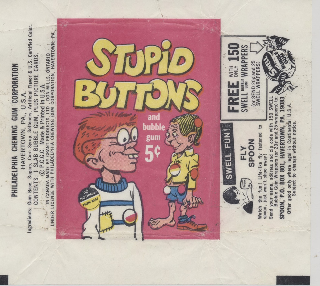 1963 Philly Stupid Button 5 Cents Wrapper     #*sku36205