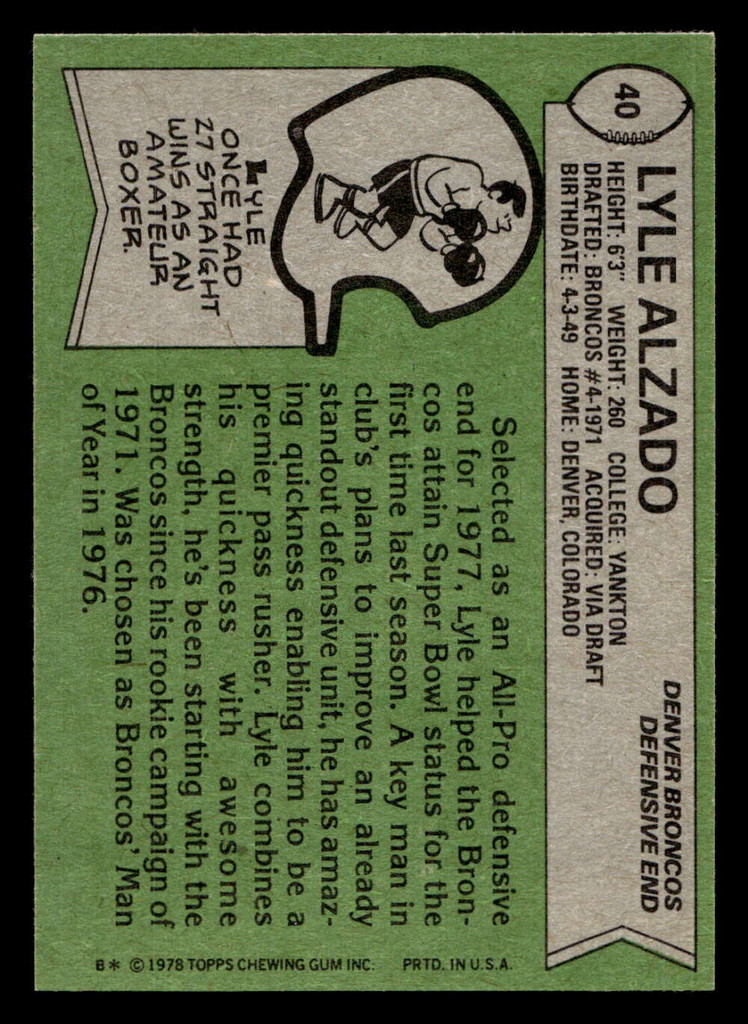 1978 Topps #40 Lyle Alzado Near Mint  ID: 410026