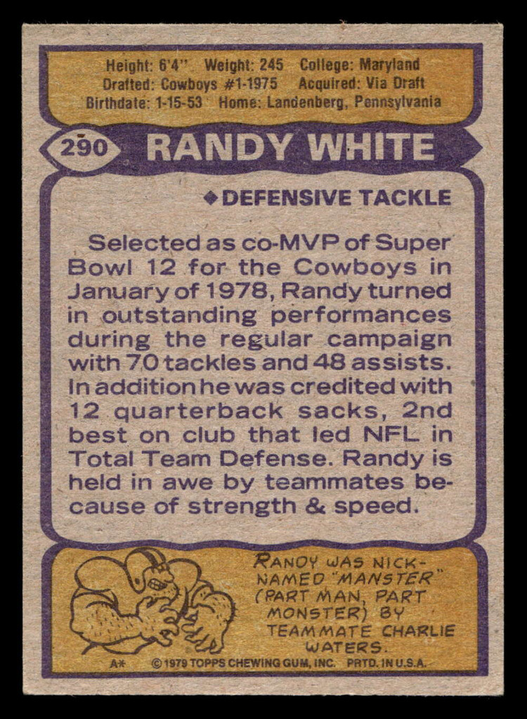 1979 Topps #290 Randy White Ex-Mint 