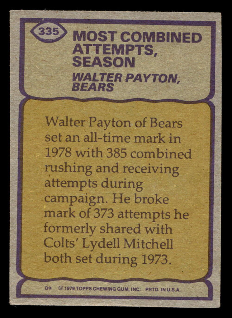 1979 Topps #335 Walter Payton RB Excellent  ID: 410081