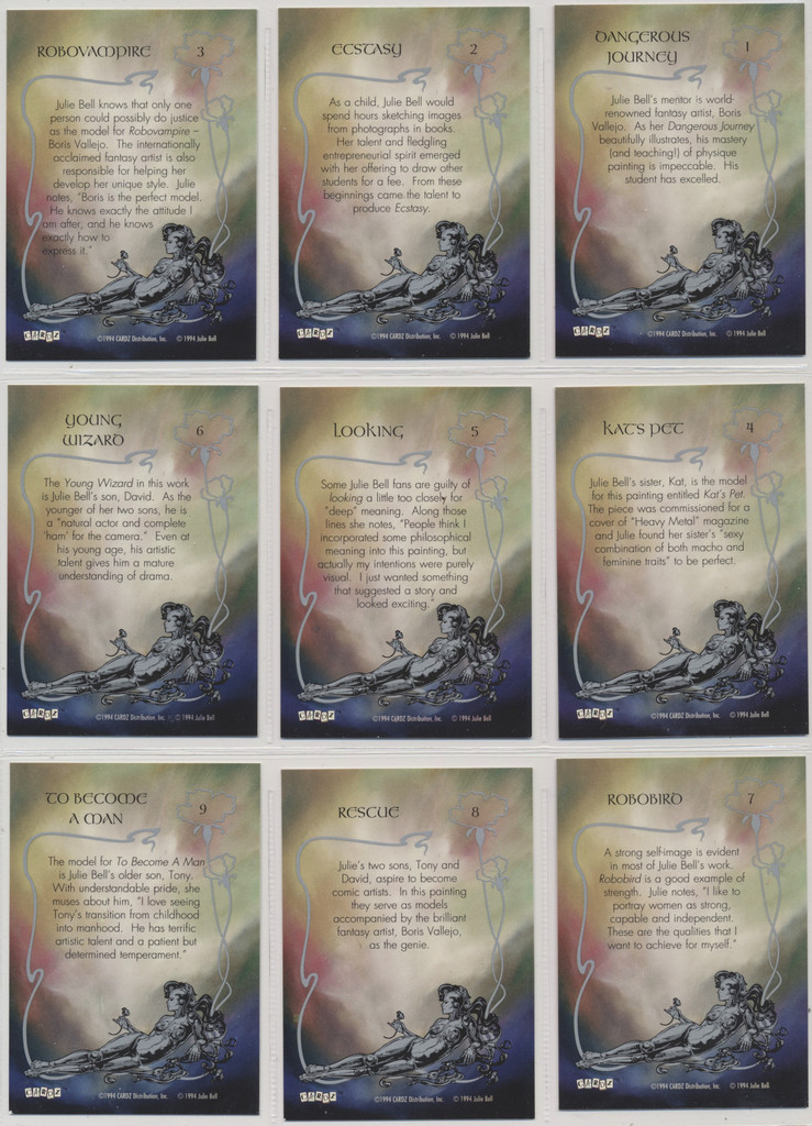 1994 Cardz Julie Bell Fantasy Art Base Set 45 + Checklist & Fantasy Tekchromium Set 10  #*sku36222