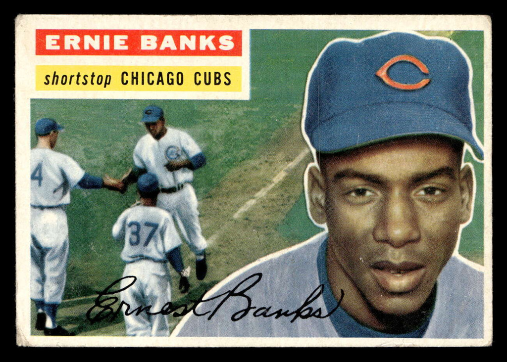 1956 Topps #15A Ernie Banks Grey Backs Very Good 