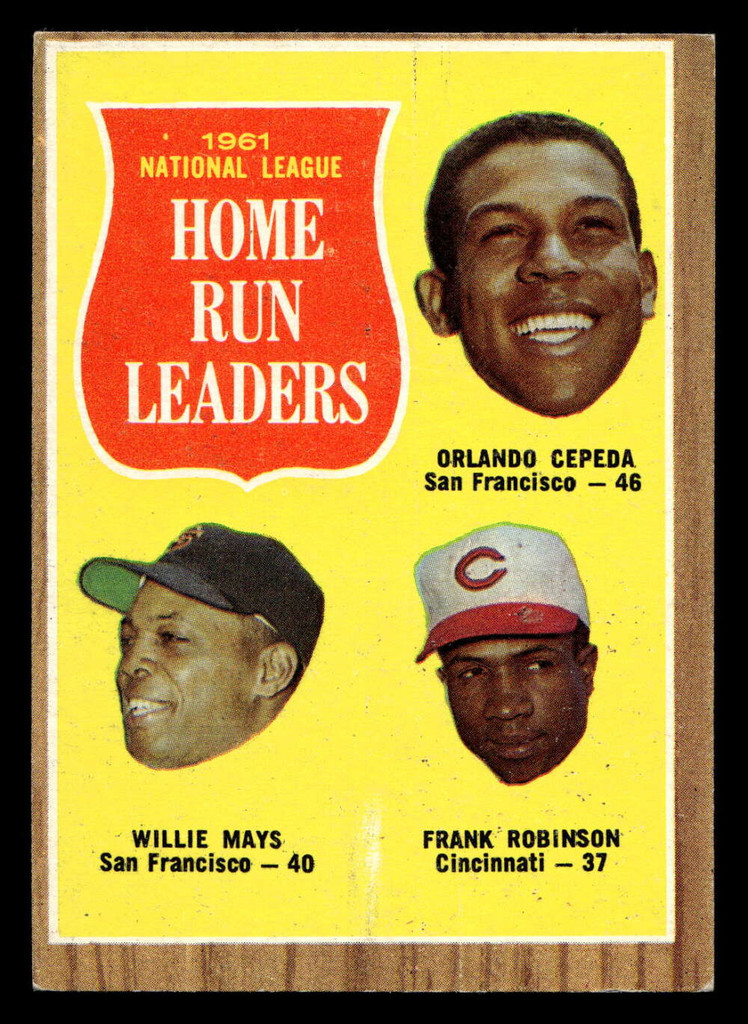 1962 Topps #54 Cepeda/Willie Mays/Frank Robinson N.L. Home Run Leaders Excellent+  ID: 410619