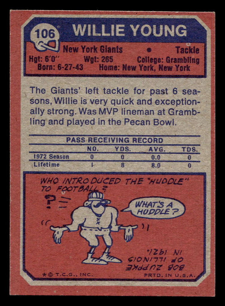 1973 Topps #106 Willie Young Ex-Mint 
