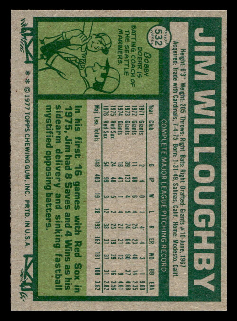 1977 Topps #532 Jim Willoughby Near Mint+ 