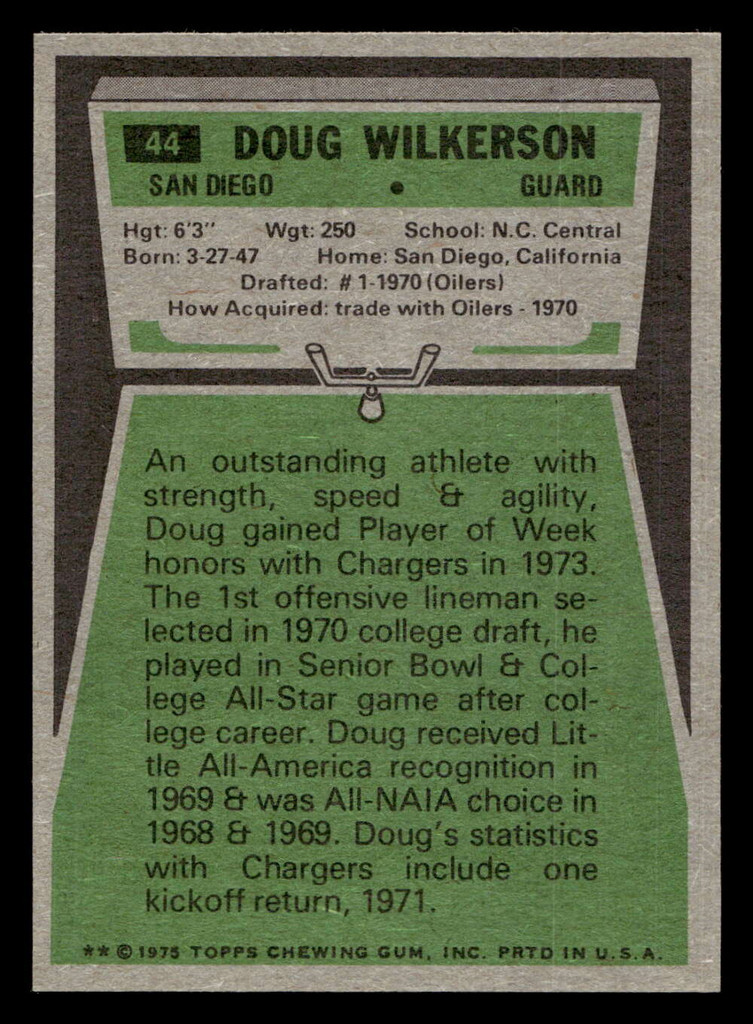 1975 Topps #44 Doug Wilkerson Near Mint+ RC Rookie 