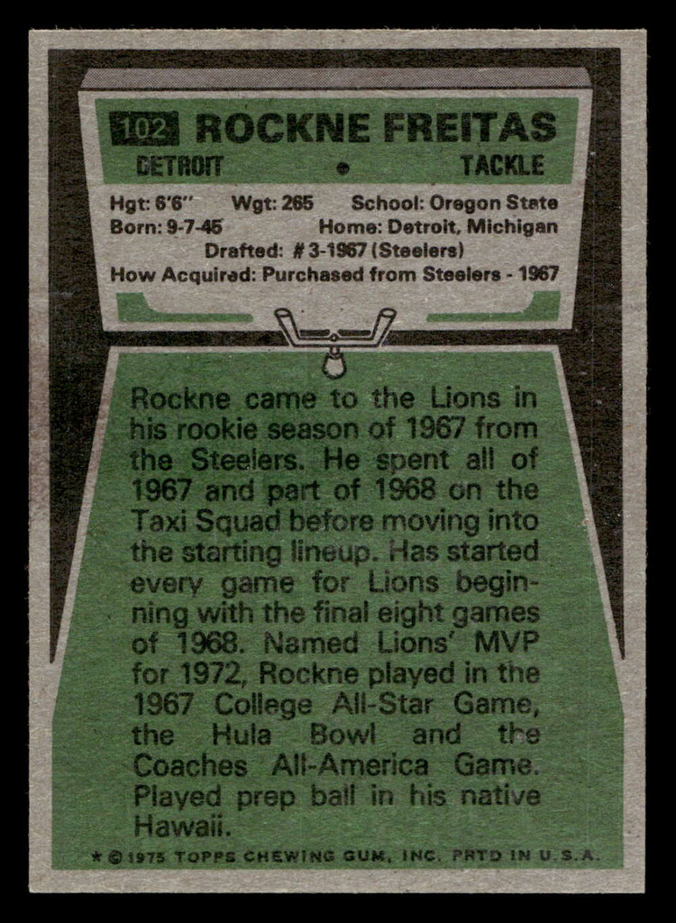 1975 Topps #102 Rockne Freitas Ex-Mint 